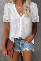Fashion Casual Solid Patchwork V Neck Tops