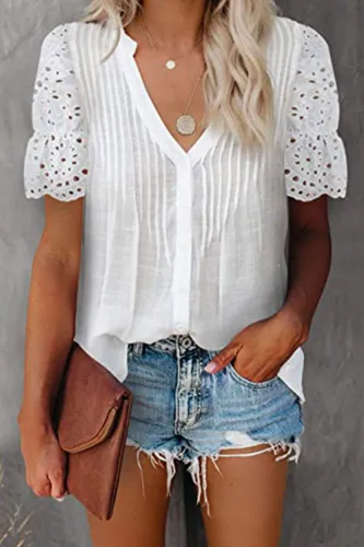 Fashion Casual Solid Patchwork V Neck Tops