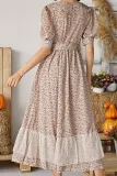 Elegant Floral With Belt Mesh V Neck A Line Dresses
