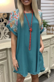 Casual Floral Tassel Split Joint O Neck Dresses