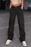 Street Solid Pocket Straight Solid Color Bottoms