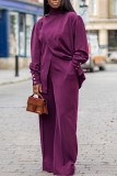 Casual Solid Patchwork Turtleneck Long Sleeve Two Pieces