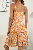 Fashion Sweet Polka Dot Split Joint Spaghetti Strap Cake Skirt Dresses