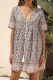 Sweet Floral Split Joint Buckle V Neck A Line Dresses