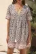 Sweet Floral Split Joint Buckle V Neck A Line Dresses