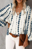 Fashion Casual Print Split Joint V Neck Tops