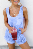 Casual Gradual Change Tie-dye U Neck Regular Rompers