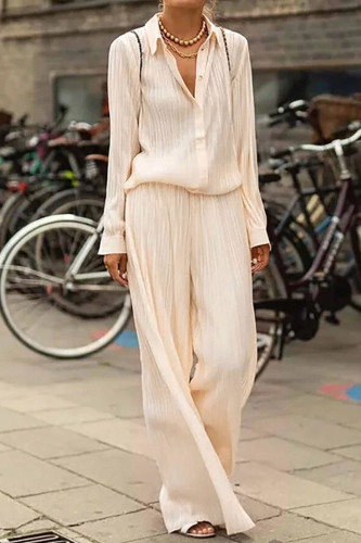 Fashion Street Solid Patchwork Turndown Collar Long Sleeve Two Pieces