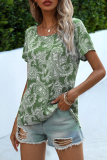 Casual Print Basic O Neck T-Shirts