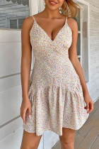 Fashion Street Print Split Joint V Neck A Line Dresses