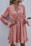 Fashion Street Solid Patchwork V Neck A Line Dresses