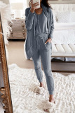 Casual Solid Patchwork O Neck Long Sleeve Two Pieces(9 Colors)