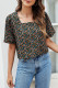 Fashion Casual Print Split Joint Square Collar T-Shirts