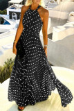 Fashion Bohemian Print Patchwork Halter Pleated Dresses