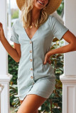 Fashion Street Solid Split Joint V Neck A Line Dresses