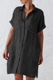 Fashion Casual Solid Split Joint Turndown Collar Straight Dresses