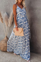 Fashion Bohemian Print Frenulum V Neck A Line Dresses
