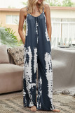 Fashion Casual Print O Neck Loose Jumpsuits