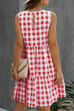 Fashion Street Plaid Split Joint O Neck Princess Dresses