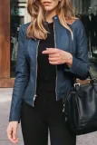 Street Elegant Solid Patchwork Zipper Mandarin Collar Outerwear