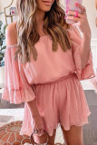 Fashion Casual Solid Patchwork Off the Shoulder Loose Rompers