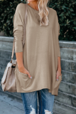 Casual Solid Patchwork O Neck Tops