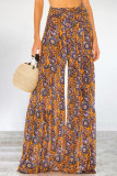 Casual Street Print Fold Loose High Waist Wide Leg Bottoms