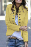 Solid Buttons Turn-back Collar Outerwear