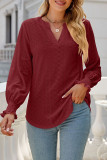 Casual Solid Hollowed Out Stringy Selvedge V Neck Tops