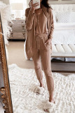 Casual Solid Patchwork O Neck Long Sleeve Two Pieces(9 Colors)