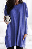 Casual Solid Patchwork Pocket V Neck Tops(4 Colors)