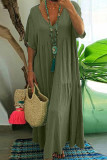 Plus Size Casual College Solid Asymmetrical V Neck Short Sleeve Dress