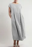 Fashion Vintage Solid Patchwork O Neck A Line Dresses