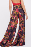 Casual Street Print Fold Loose High Waist Wide Leg Bottoms