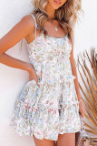 Fashion Street Print Split Joint Spaghetti Strap Princess Dresses