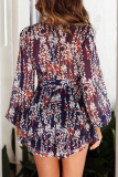 Fashion Elegant Print Frenulum V Neck Rompers