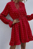 Fashion Street Solid Patchwork V Neck A Line Dresses