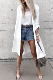 Elegant Solid Solid Color Turn-back Collar Outerwear