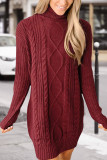 Fashion Casual Solid Patchwork Turtleneck Long Sleeve Dress Dresses