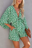 Fashion Elegant Striped Print Strap Design V Neck Loose Rompers