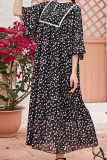 Fashion Elegant Floral Split Joint O Neck Dresses