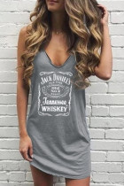 Fashion Street Print V Neck Sling Dress Dresses