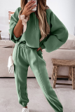 Street Sportswear Solid Patchwork Draw String Hooded Collar Long Sleeve Two Pieces