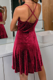 Fashion Simplicity Solid Patchwork Backless V Neck A Line Dresses