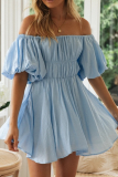 Fashion Elegant Solid Split Joint Fold Off the Shoulder A Line Dresses