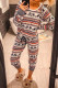 Sweet Print Printing O Neck Long Sleeve Two Pieces