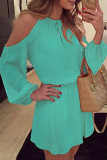 Fashion Street Solid Patchwork O Neck Pleated Dresses