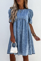 Casual Solid Make Old Split Joint O Neck Princess Dresses