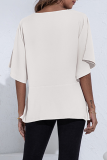 Fashion Elegant Solid Split Joint V Neck Tops