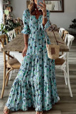 Bohemian College Floral Frenulum V Neck Printed Dresses(6 Colors)